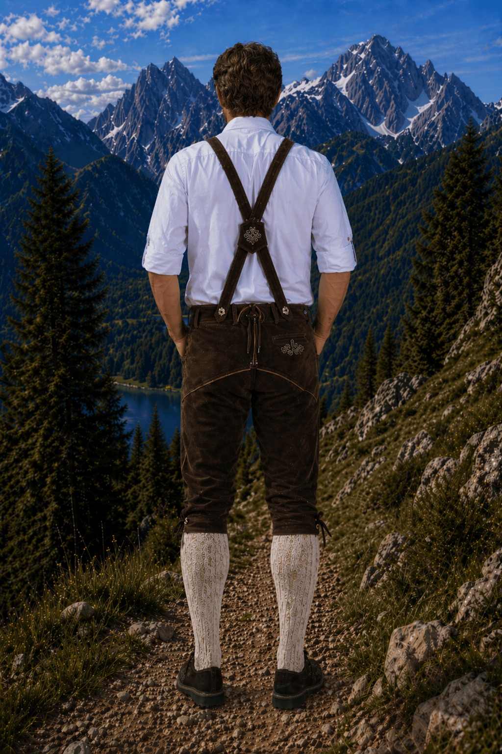 Edelweiss Creek  Brown Leather Lederhosen Pants - Bundhosen for Men