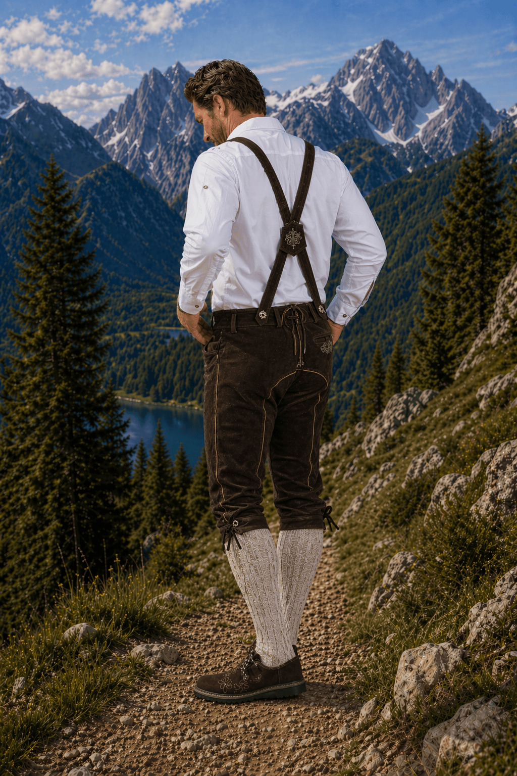 Edelweiss Creek  Brown Leather Lederhosen Pants - Bundhosen for Men
