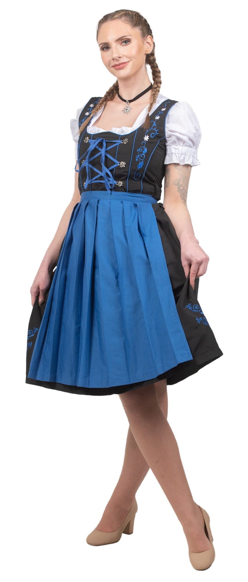 Collana Con Ciondolo Edelweiss In Strass Nero – Accessorio Tradizionale Per Dirndl E Oktoberfest