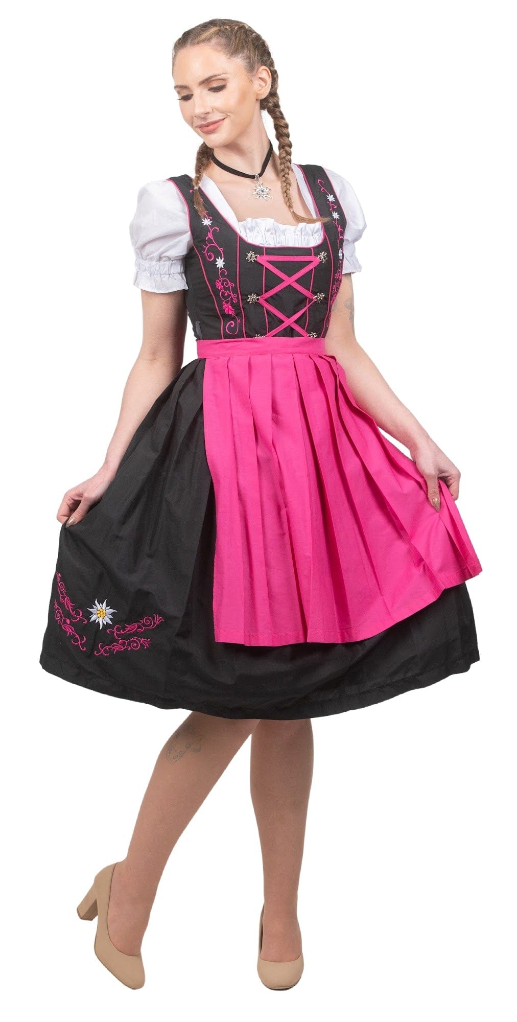 Fascia Per Capelli Tradizionale In Velluto Con Edelweiss – Accessorio Dirndl Per Oktoberfest, Rosso Scuro