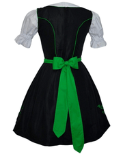 Vibrant Oktoberfest Dirndl Dress Set - Short Black Dirndl Dress, Green Apron, White Crop Top Blouse